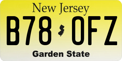 NJ license plate B78OFZ