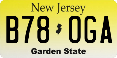 NJ license plate B78OGA