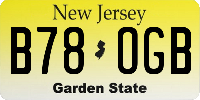NJ license plate B78OGB