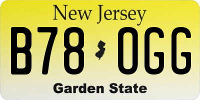 NJ license plate B78OGG