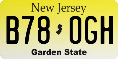 NJ license plate B78OGH