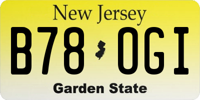 NJ license plate B78OGI