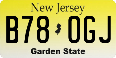 NJ license plate B78OGJ