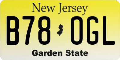 NJ license plate B78OGL