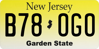 NJ license plate B78OGO