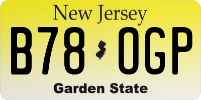 NJ license plate B78OGP