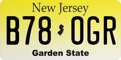 NJ license plate B78OGR