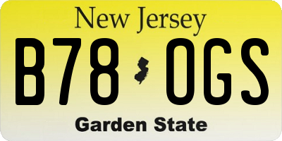 NJ license plate B78OGS