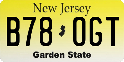 NJ license plate B78OGT