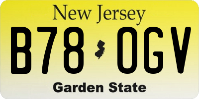 NJ license plate B78OGV