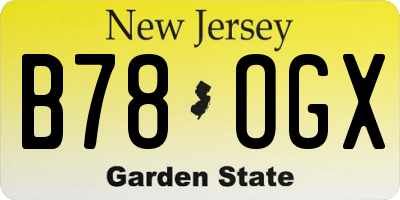NJ license plate B78OGX