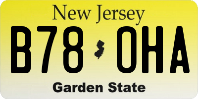 NJ license plate B78OHA