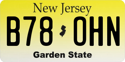 NJ license plate B78OHN