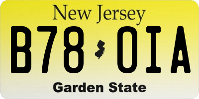 NJ license plate B78OIA