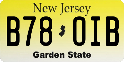 NJ license plate B78OIB
