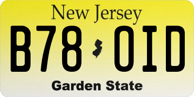 NJ license plate B78OID