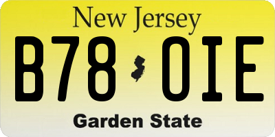 NJ license plate B78OIE