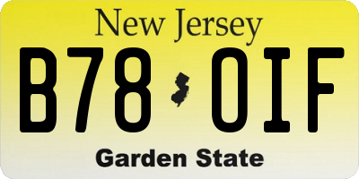 NJ license plate B78OIF