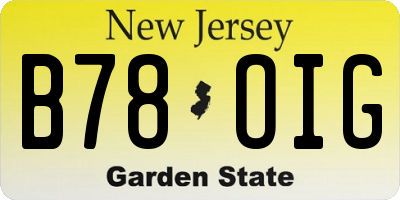NJ license plate B78OIG