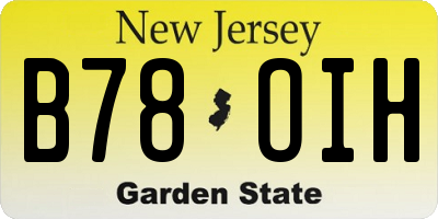 NJ license plate B78OIH