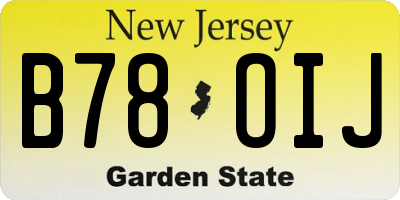 NJ license plate B78OIJ