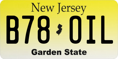NJ license plate B78OIL