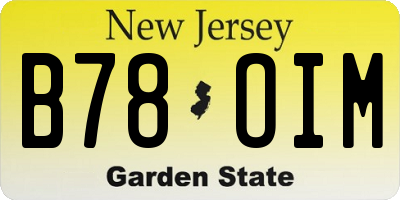 NJ license plate B78OIM