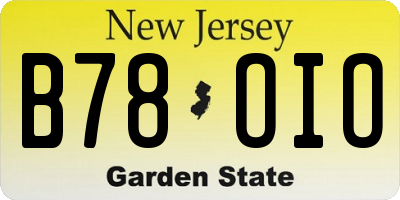 NJ license plate B78OIO