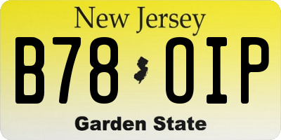 NJ license plate B78OIP
