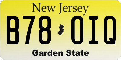 NJ license plate B78OIQ
