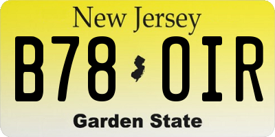 NJ license plate B78OIR