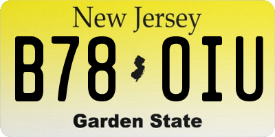 NJ license plate B78OIU