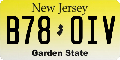 NJ license plate B78OIV