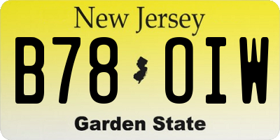 NJ license plate B78OIW