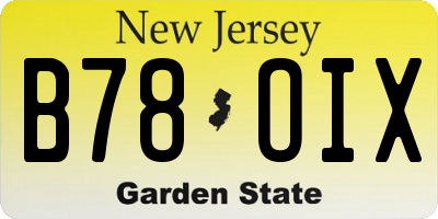 NJ license plate B78OIX