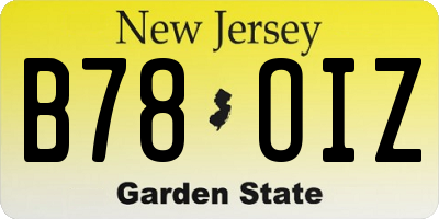 NJ license plate B78OIZ