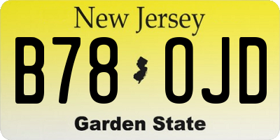 NJ license plate B78OJD