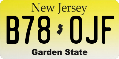 NJ license plate B78OJF