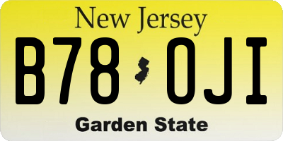 NJ license plate B78OJI