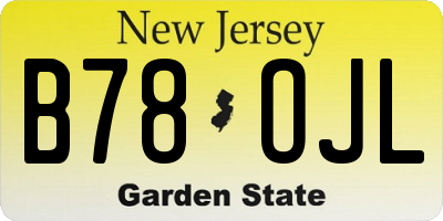 NJ license plate B78OJL