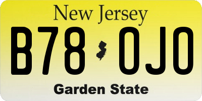 NJ license plate B78OJO