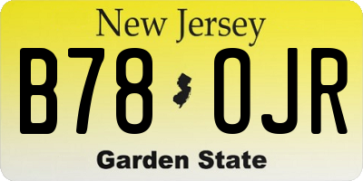 NJ license plate B78OJR