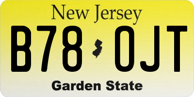 NJ license plate B78OJT