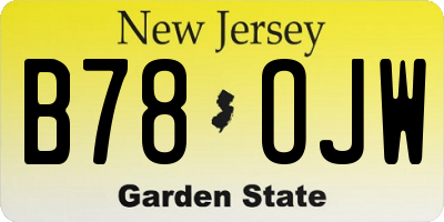 NJ license plate B78OJW