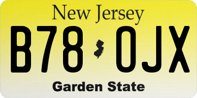 NJ license plate B78OJX