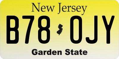 NJ license plate B78OJY