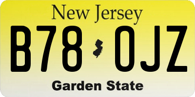 NJ license plate B78OJZ