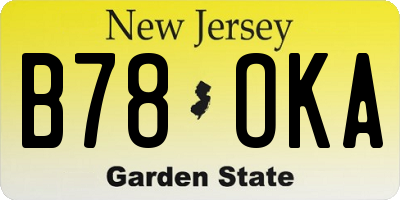 NJ license plate B78OKA
