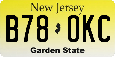 NJ license plate B78OKC