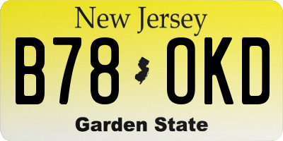 NJ license plate B78OKD